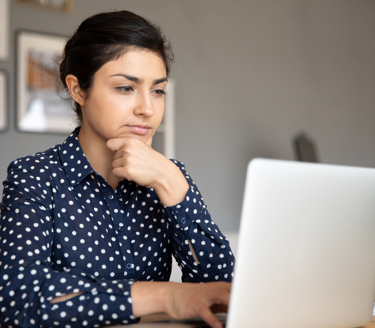 woman looking at her website